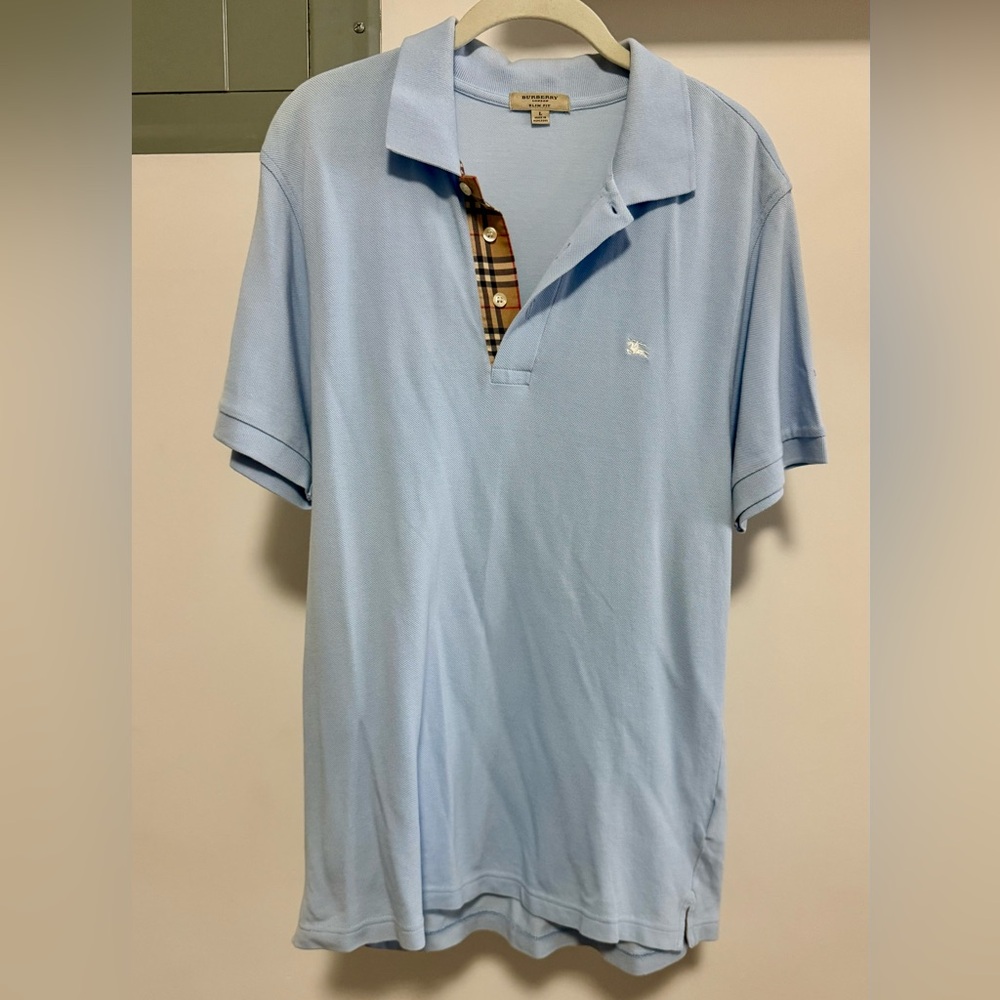 Burberry Blue Polo Shirt Casual Short-Sleeved